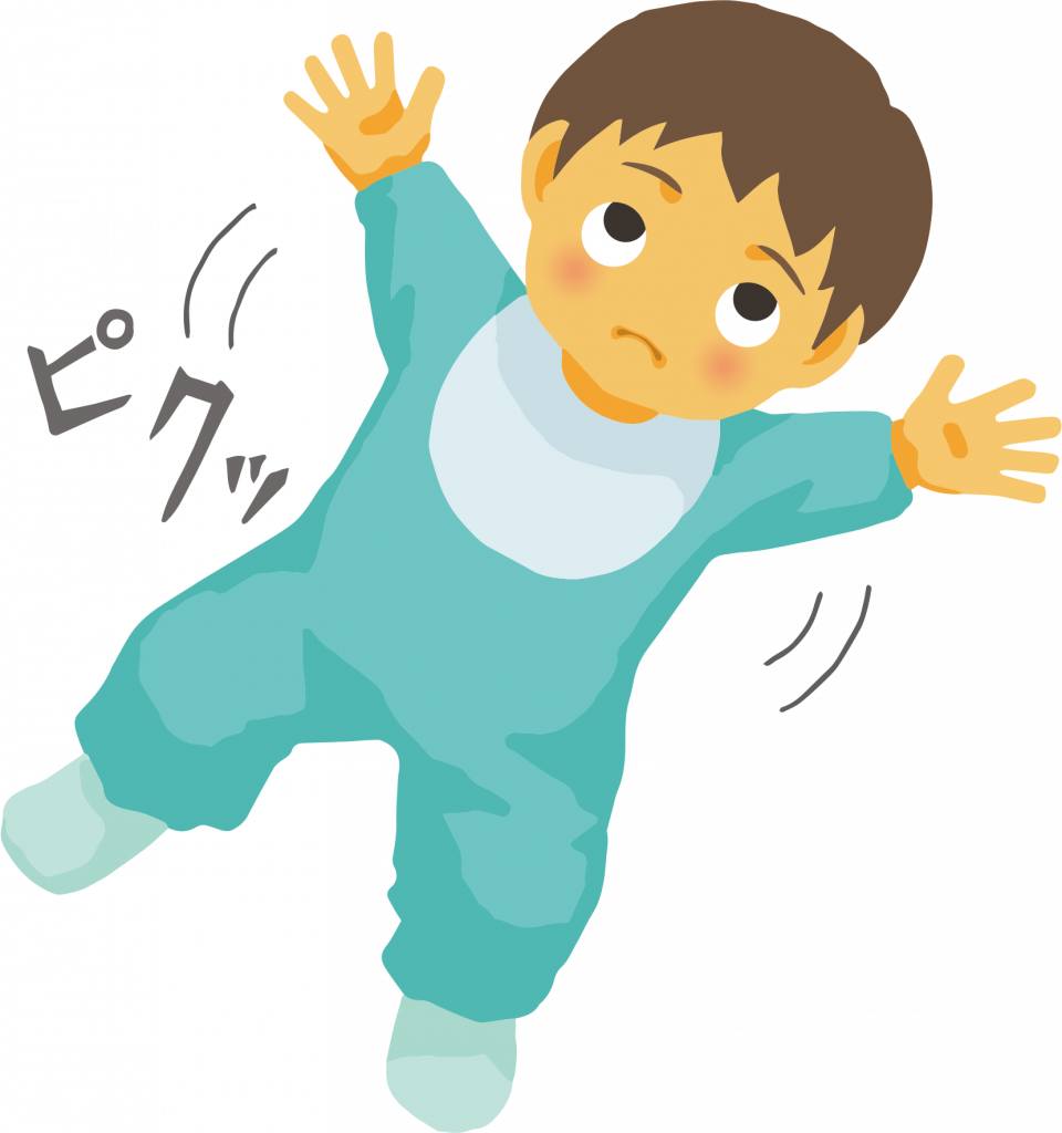 点頭てんかんのこどものイラスト