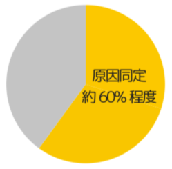 点頭てんかんの原因「原因同定約60%程度」のグラフ